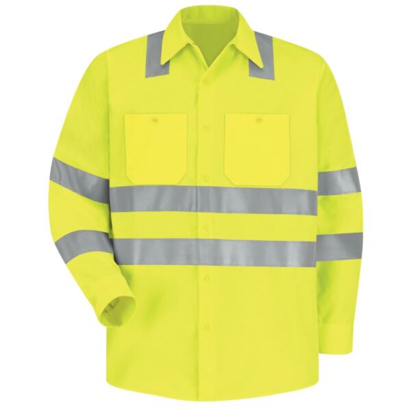 Men's High Visibility Reflective Long Sleeve Work Shirt - Yellow